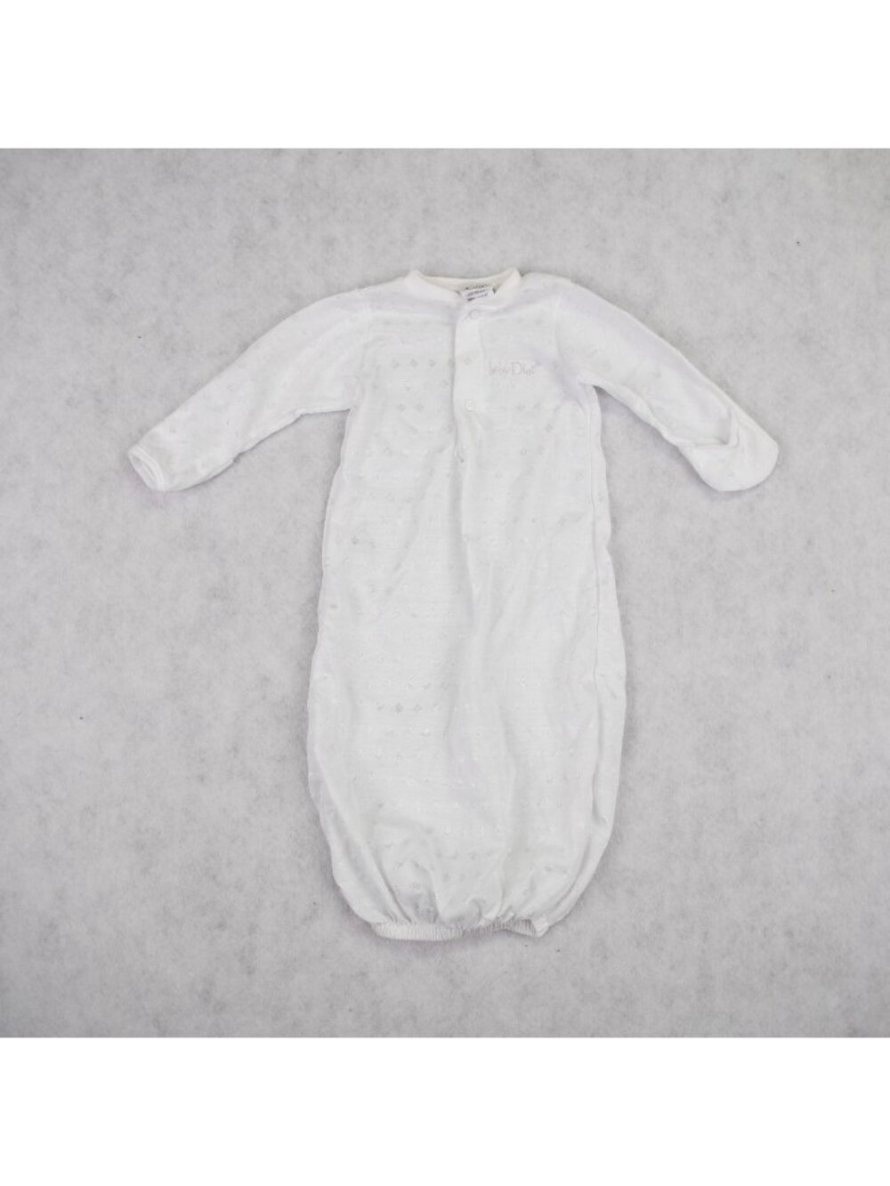 Baby Dior Long Sleeve Infant Sleep Gown W/ Diamond Pattern & Embroidered Logo